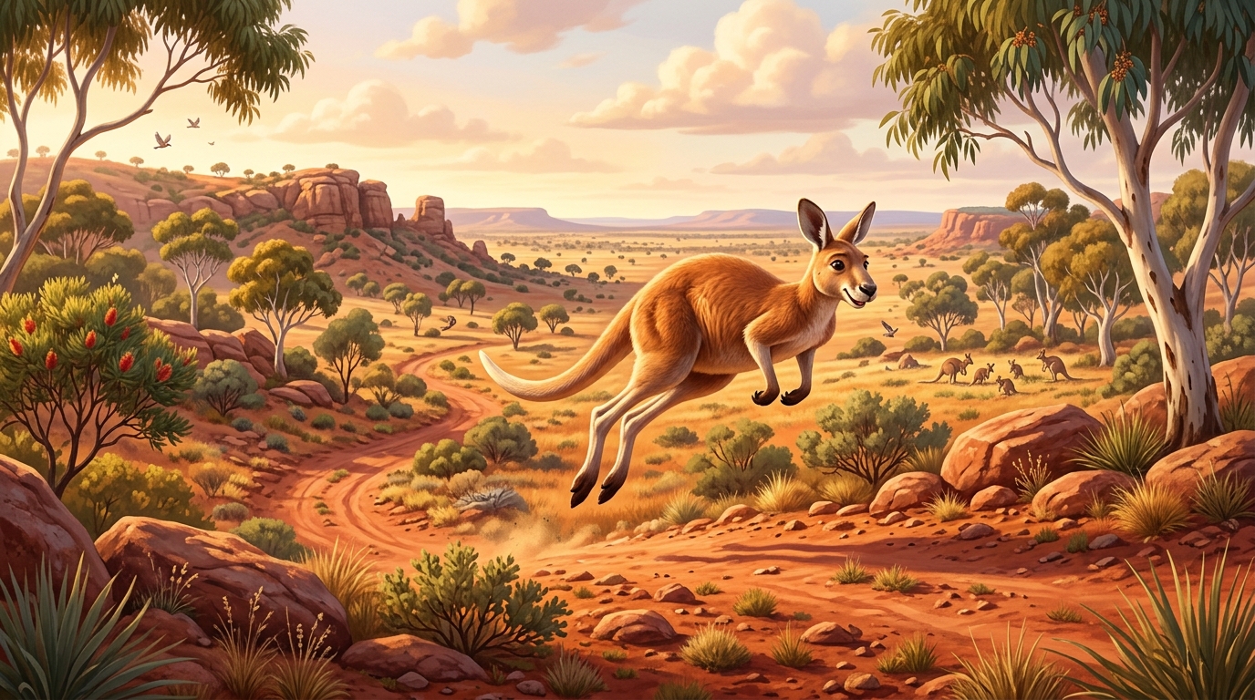 Aerial view of Australian savanna landscape with red earth and sparse vegetation